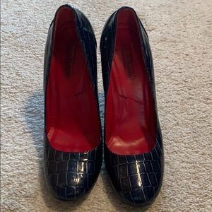 Cesare Paciotti Blue Croc Embossed Pumps